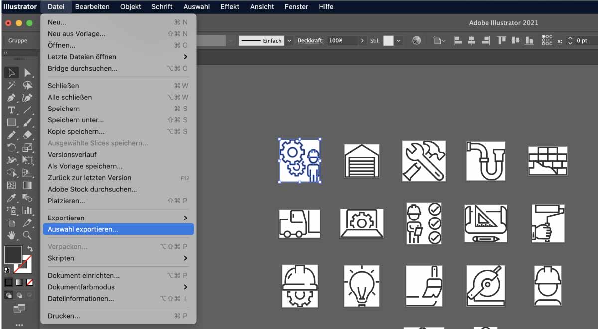 Viele SVG Dateien mit einem Knopfdruck exportieren – Adobe Illustrator