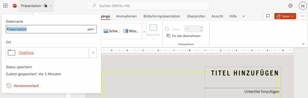 PowerPoint-Online-speichern